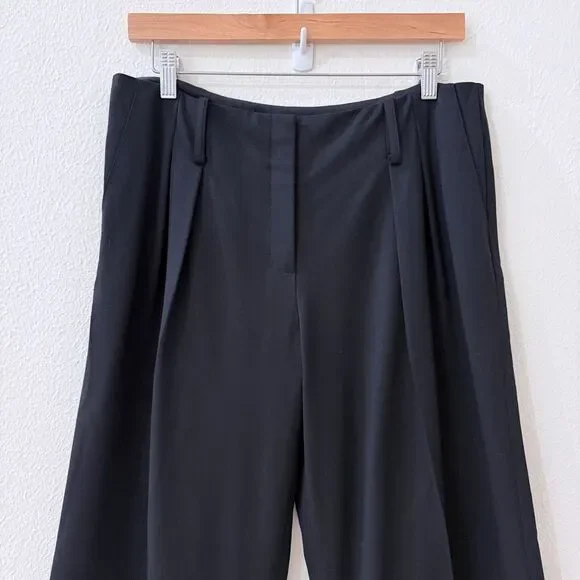 LAFAYETTE 148 Black Stretch Wool Pleated Wide-Leg Dress Pants Trousers 8 Wyatt - Picture 2 of 11